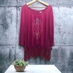 Wrangler Magenta Studded Fringe Top XXL